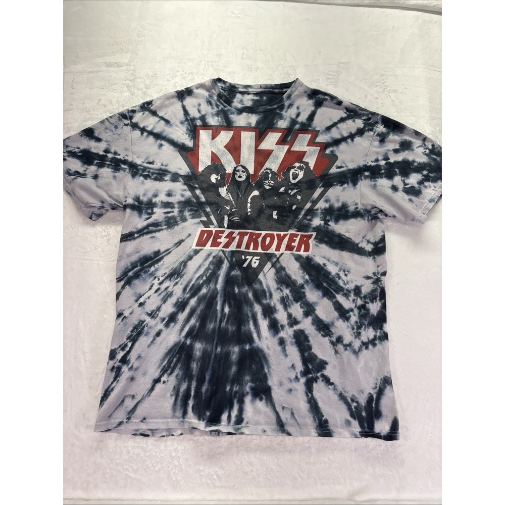 KISS DESTROYER 76- BLUE TIE DYE, men XXL, BAND T-SHIRT, PREOWNED